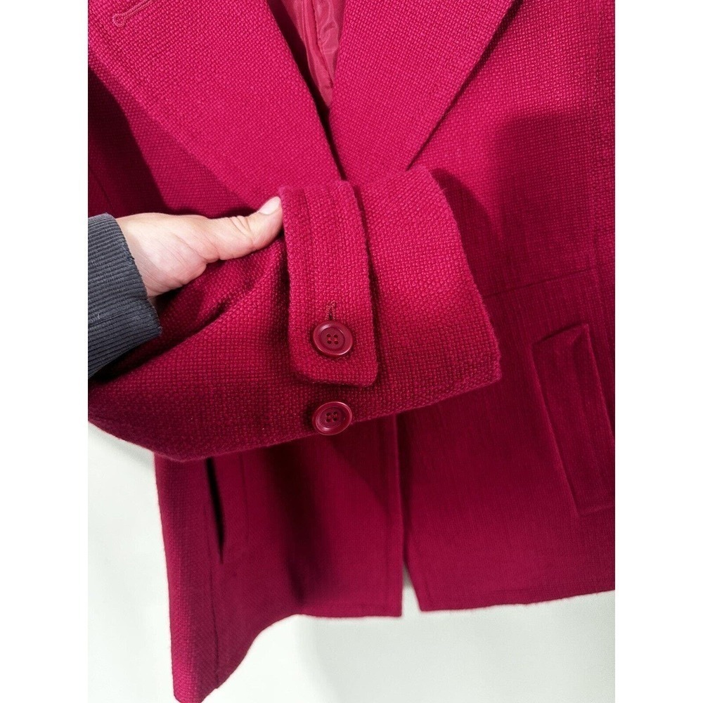 Talbots Sz 10 Blazer Red Tweed BOne Button Cotton Classic Office Career Magenta﻿ - Picture 5 of 9